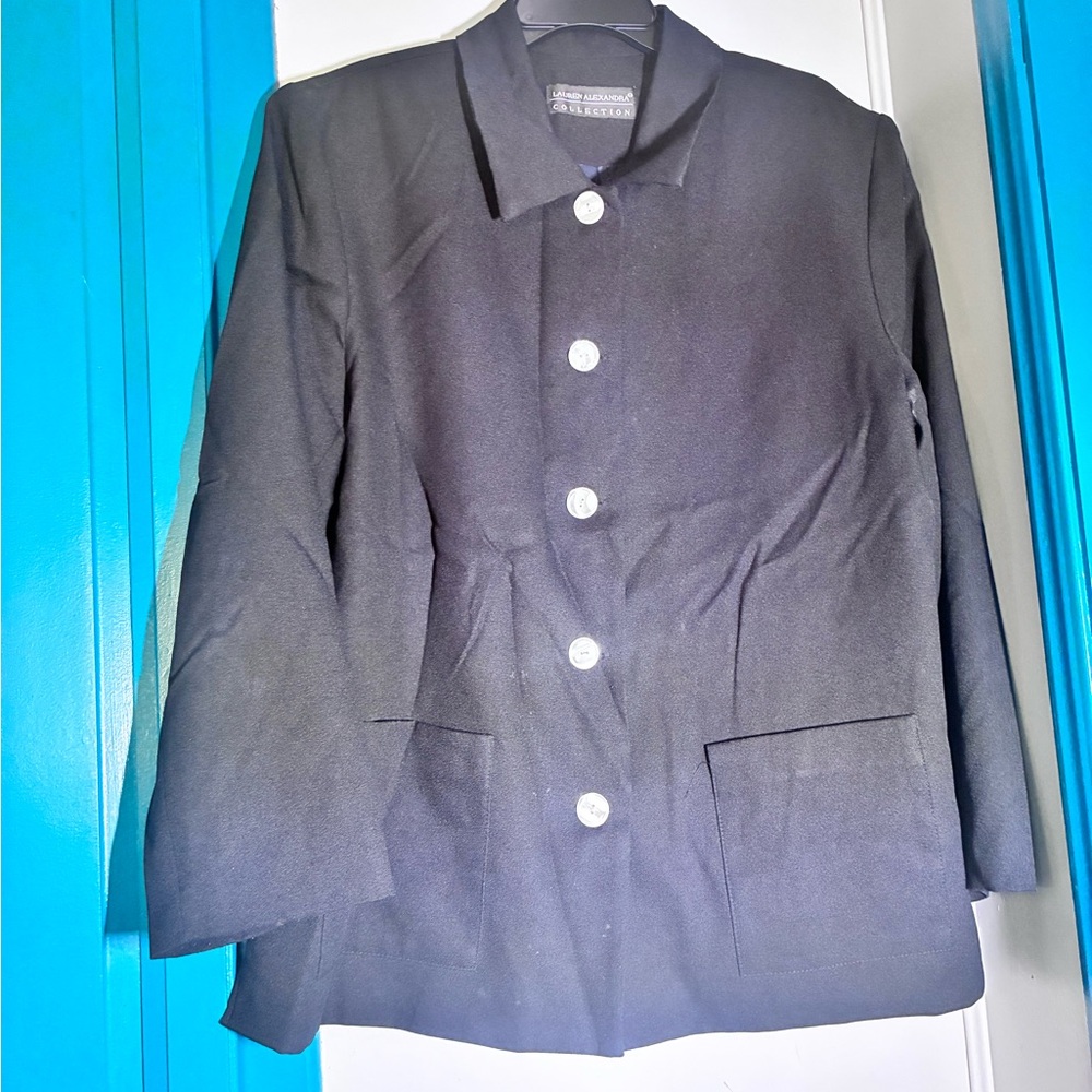 Lauren Alexandra Black Single-Breasted Button Blazer